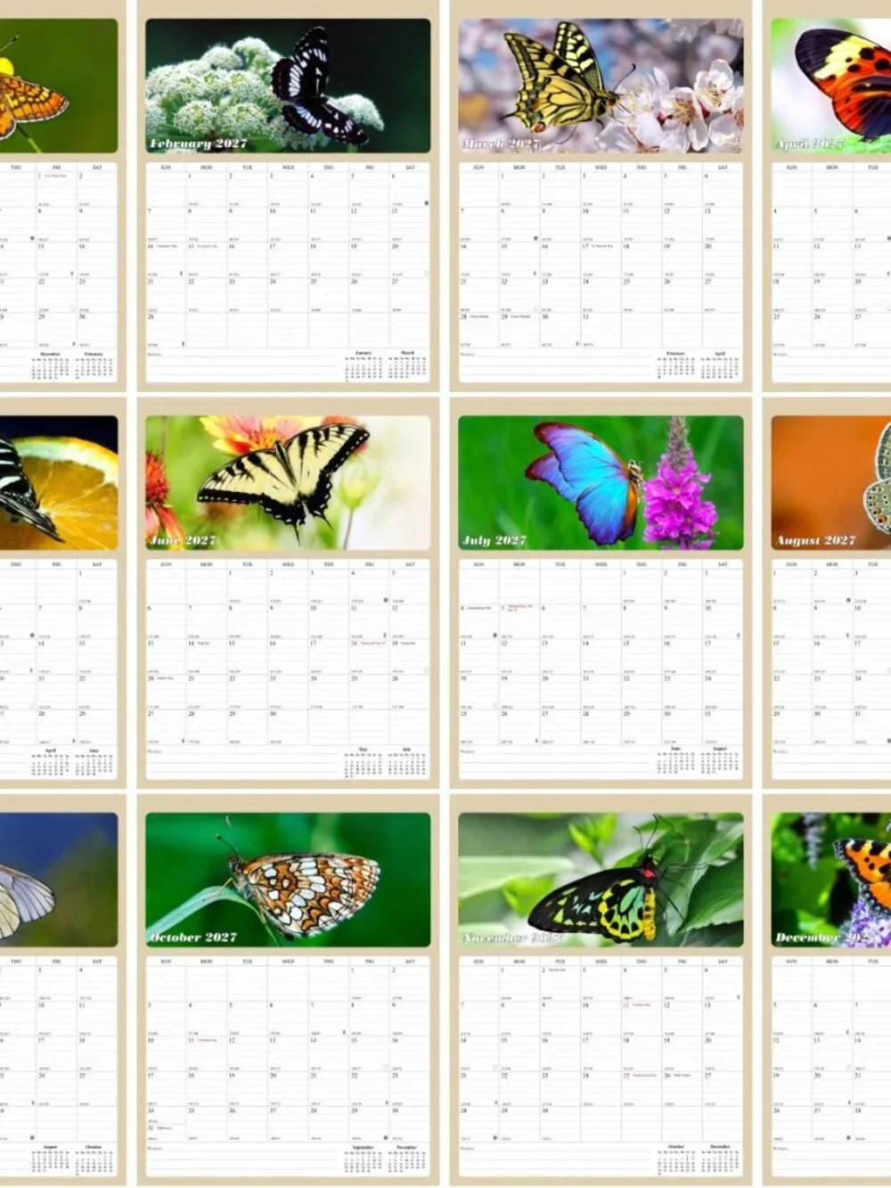 2027 Calendar Magnetic Peel & Stick 12 Months 8.5